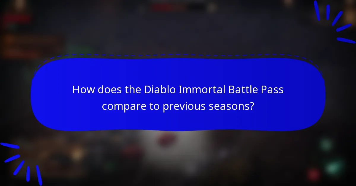 How does the Diablo Immortal Battle Pass compare to previous seasons?