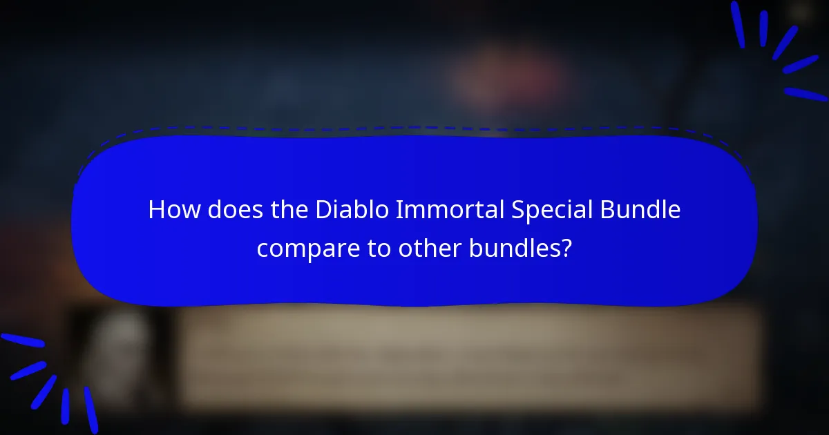 How does the Diablo Immortal Special Bundle compare to other bundles?
