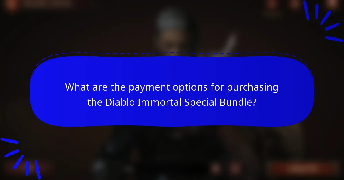 What are the payment options for purchasing the Diablo Immortal Special Bundle?