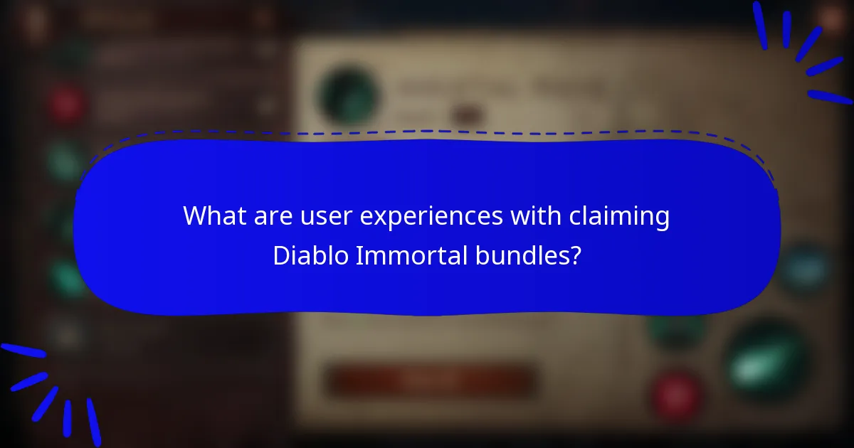 What are user experiences with claiming Diablo Immortal bundles?