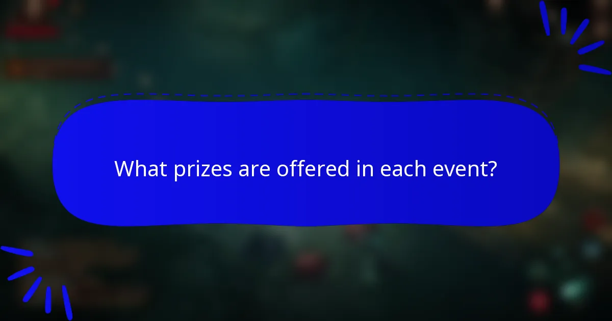 What prizes are offered in each event?