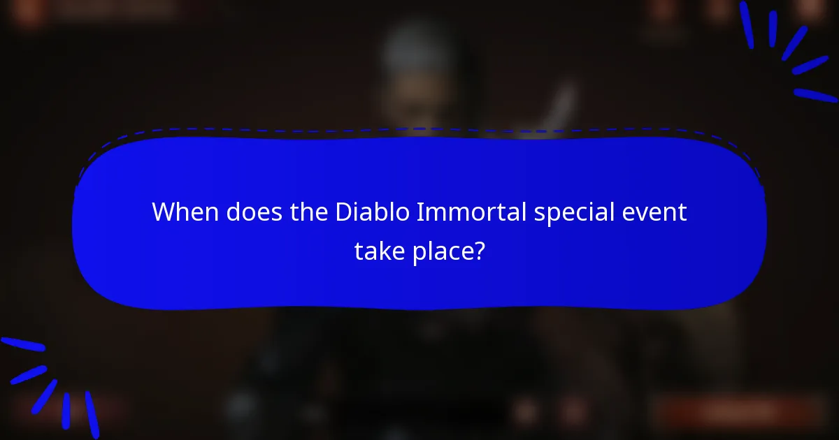 When does the Diablo Immortal special event take place?