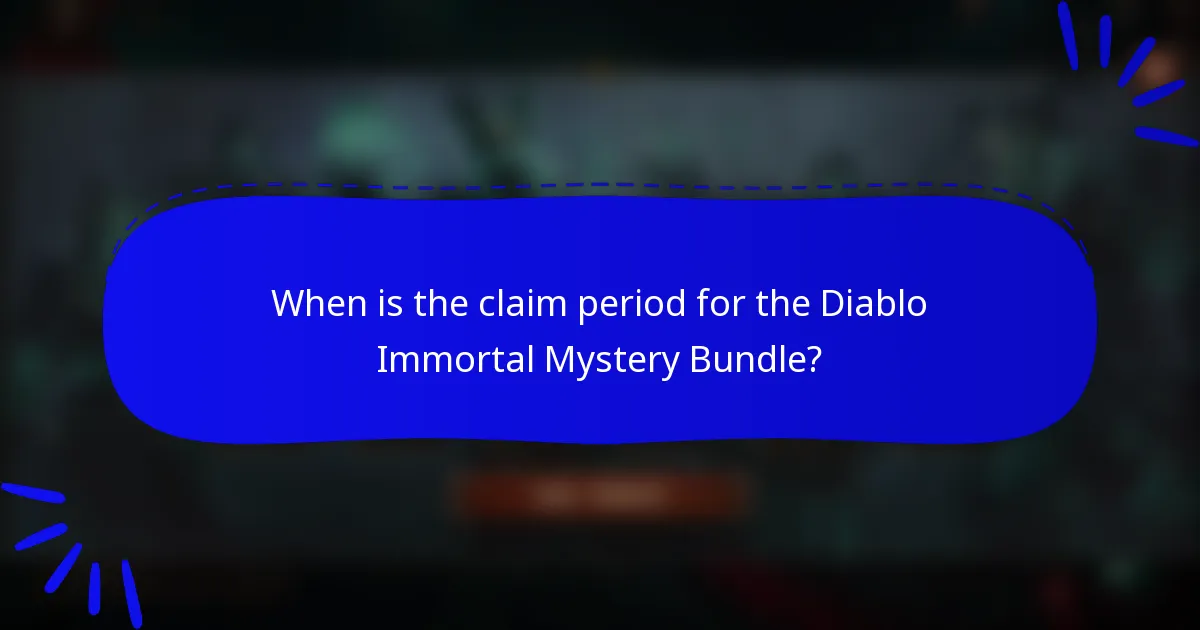 When is the claim period for the Diablo Immortal Mystery Bundle?